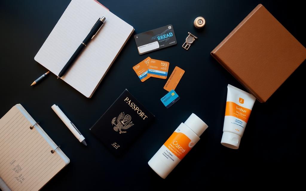 Travel documents and backpack